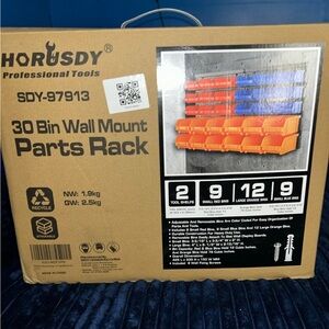 HORUSDY Wall Mount Parts Rack with Orange and Blue Bins